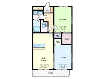 ルネスグランドールII(2LDK/2階)の間取り写真