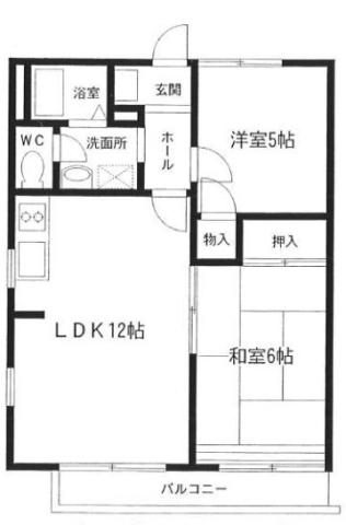 レイクサイドKK(2LDK/2階)の間取り写真