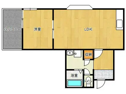 ハイロイヤル鳥栖(1LDK/3階)の間取り写真