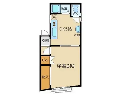 前田荘(1DK/2階)の間取り写真