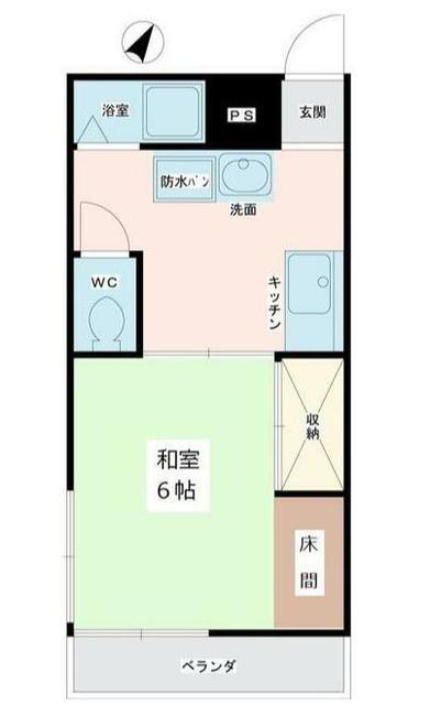 若葉ハイツ(1DK/2階)の間取り写真