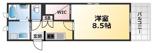 シャーメゾン上沢(1K/1階)の間取り写真