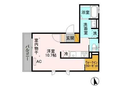 エスポワール七瀬(ワンルーム/2階)の間取り写真