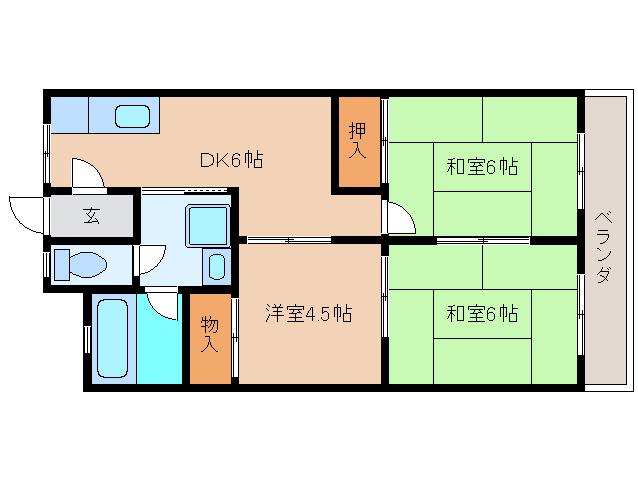 岡マンション(3DK/2階)の間取り写真