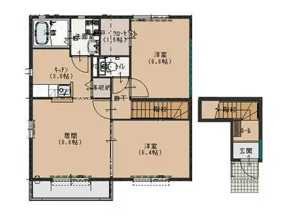 サンプレス A棟(2LDK/2階)の間取り写真