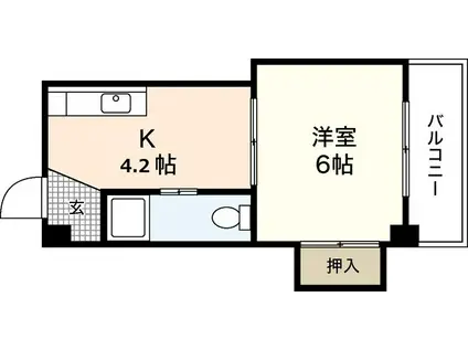 玉井ビル(1K/4階)の間取り写真