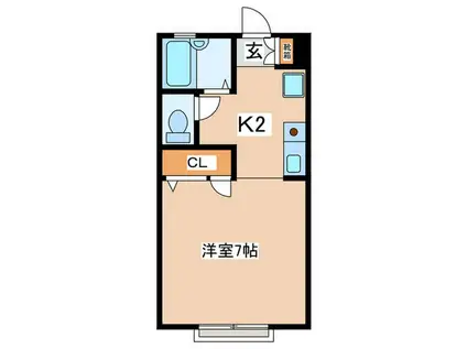 パルフラット町田(1K/2階)の間取り写真