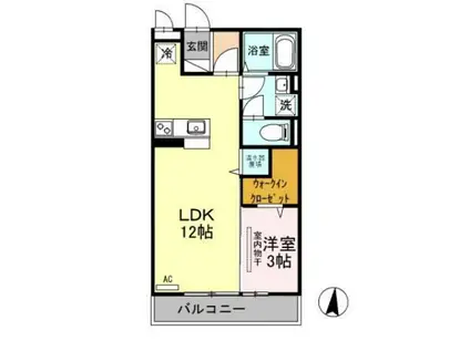 インペリアルコートA棟(1LDK/2階)の間取り写真