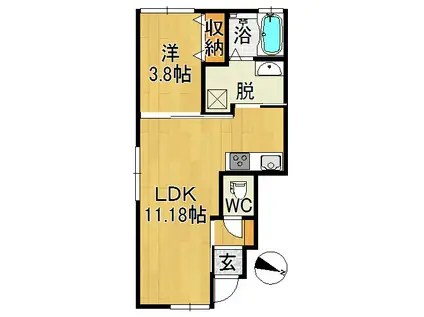 ル・ボヌールA(1LDK/1階)の間取り写真