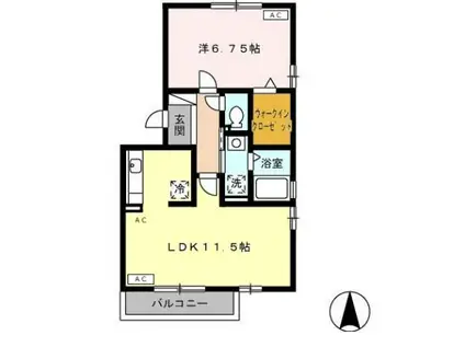 グランパティオ B棟(1LDK/3階)の間取り写真