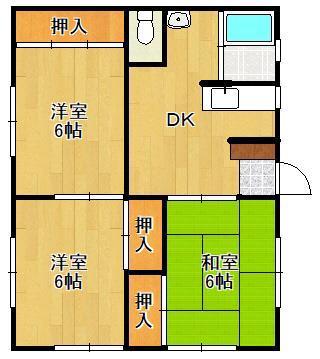コーポラス荒井(3DK/2階)の間取り写真