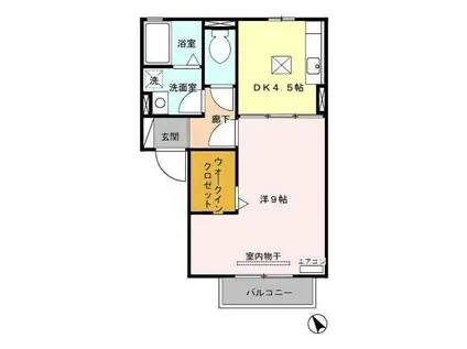 クレスト杉道(1DK/1階)の間取り写真