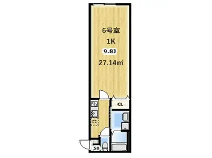 AMBITION的場(1K/2階)の間取り写真