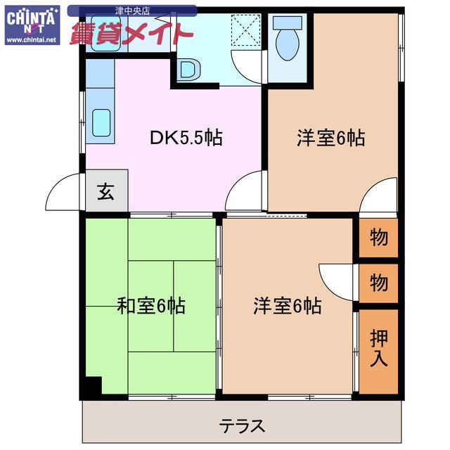 新町ハイツ(3DK/1階)の間取り写真
