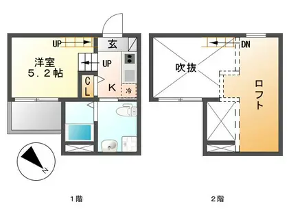 MONT CYPRES(1K/2階)の間取り写真