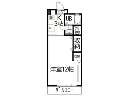 シャインヒルズ(1K/3階)の間取り写真