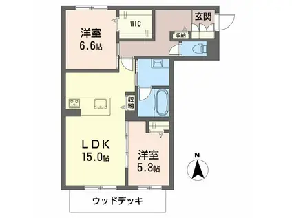 レフィシア犬山(2LDK/1階)の間取り写真