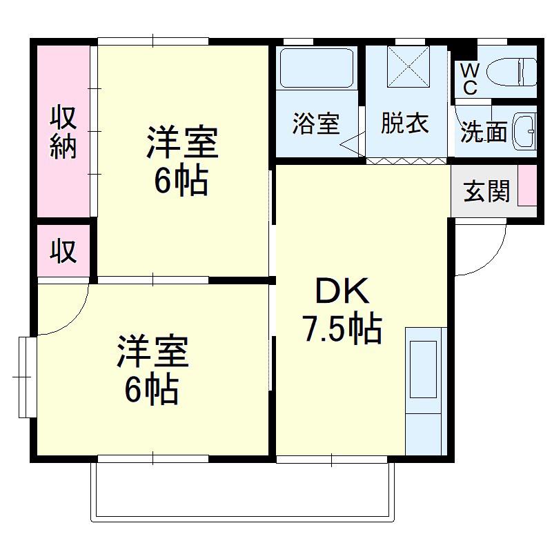 コーポ若葉II(2DK/3階)の間取り写真