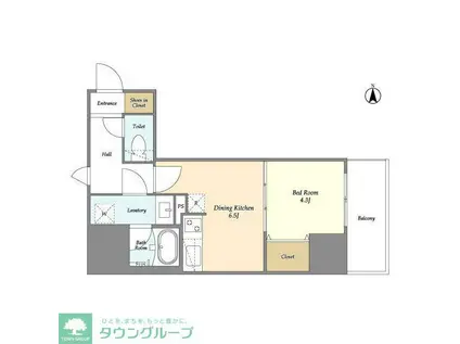 リテラス上野入谷ノース(1DK/10階)の間取り写真