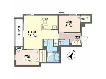 シャーメゾン クレリア(2LDK/1階)の間取り写真