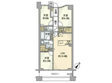 オーベル志村城山(3LDK/5階)の間取り写真