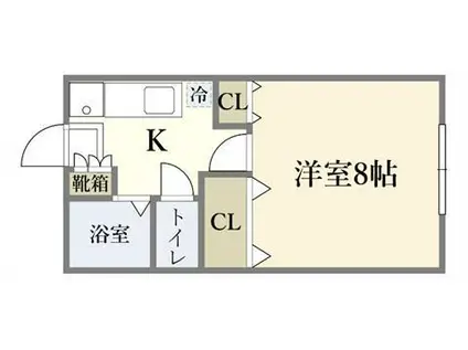 クレセール南仙台B(1K/1階)の間取り写真