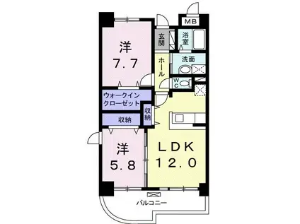 サニーパレス(2LDK/2階)の間取り写真
