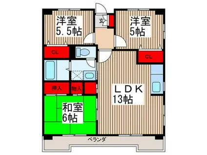 ベルメゾン大東(3LDK/1階)の間取り写真