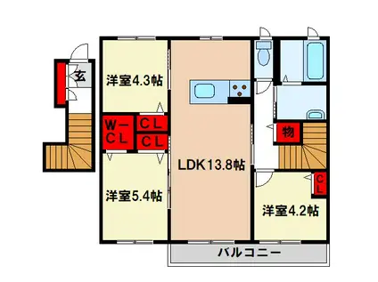 シャーメゾン田代(3LDK/2階)の間取り写真