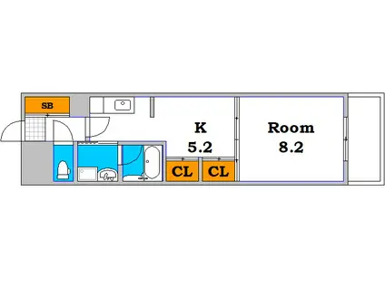第10寺前ビル(1DK/9階)の間取り写真