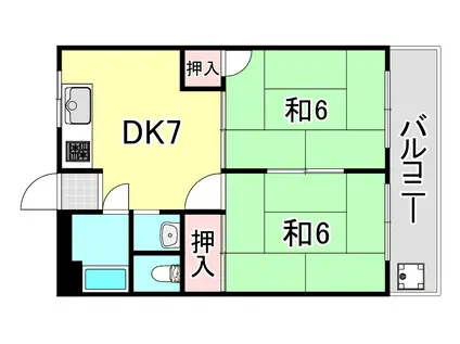 森南コーポ(2DK/2階)の間取り写真