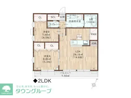 KEYAKI(1SLDK/1階)の間取り写真