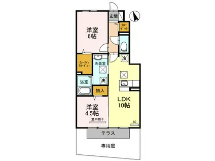 ルーチェ木ノ本(2LDK/1階)の間取り写真