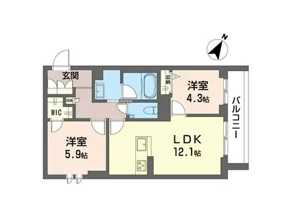 グレイス南林間(2LDK/3階)の間取り写真