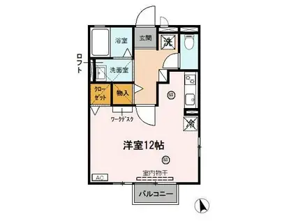 CASAGRANDEIII(ワンルーム/2階)の間取り写真