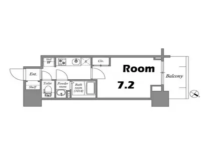 GENOVIA神戸湊川公園(1K/13階)の間取り写真