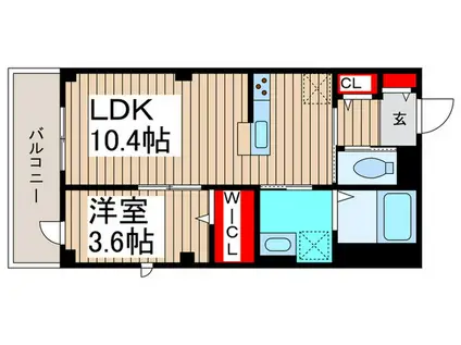 SイーストAR北町(1LDK/2階)の間取り写真