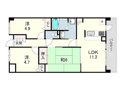 プレステージ明石魚住Ⅶ(3LDK/9階)の間取り写真