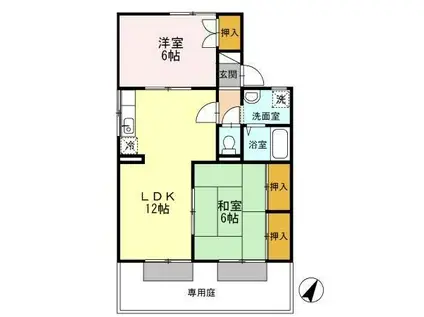 セジュール鬼橋B(2LDK/1階)の間取り写真