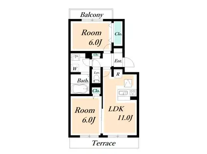 アルバグランデ(2LDK/1階)の間取り写真
