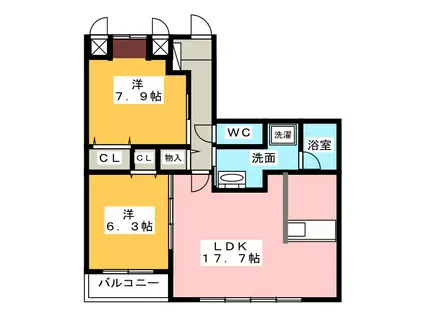 EXCEL COURT KUWANA I(2LDK/3階)の間取り写真