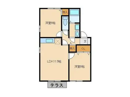 セードル小川B(2LDK/2階)の間取り写真