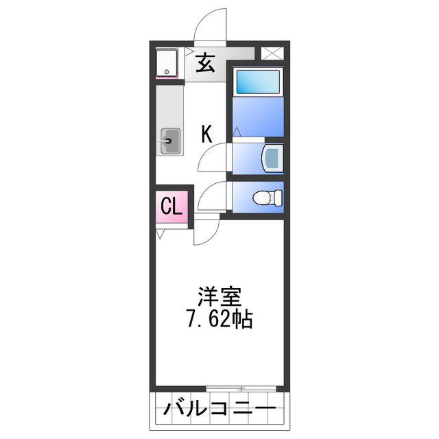 フジパレス福島(1K/2階)の間取り写真