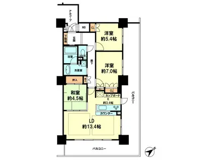 リーデンスタワー草津(3LDK/15階)の間取り写真