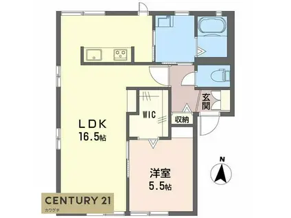アンソレイエ21(1LDK/1階)の間取り写真