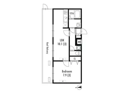 グランパセオ文京小日向(1LDK/4階)の間取り写真