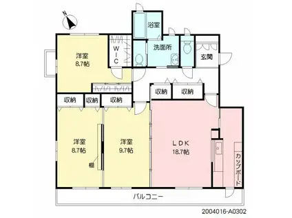 桜坂レジデンス昴輝(3LDK/3階)の間取り写真