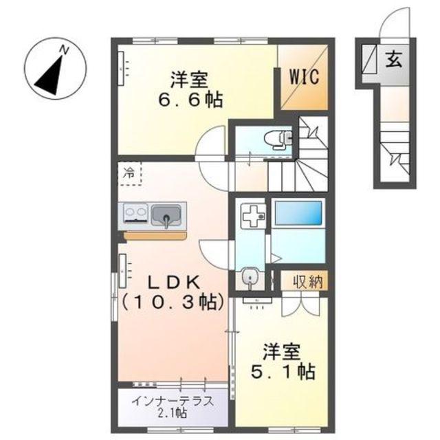 ソラーナ(2LDK/2階)の間取り写真