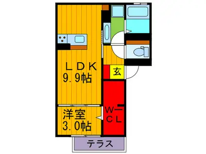 PEGACORN(1LDK/2階)の間取り写真