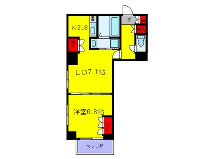 エルヴェ東天満(1LDK/19階)の間取り写真